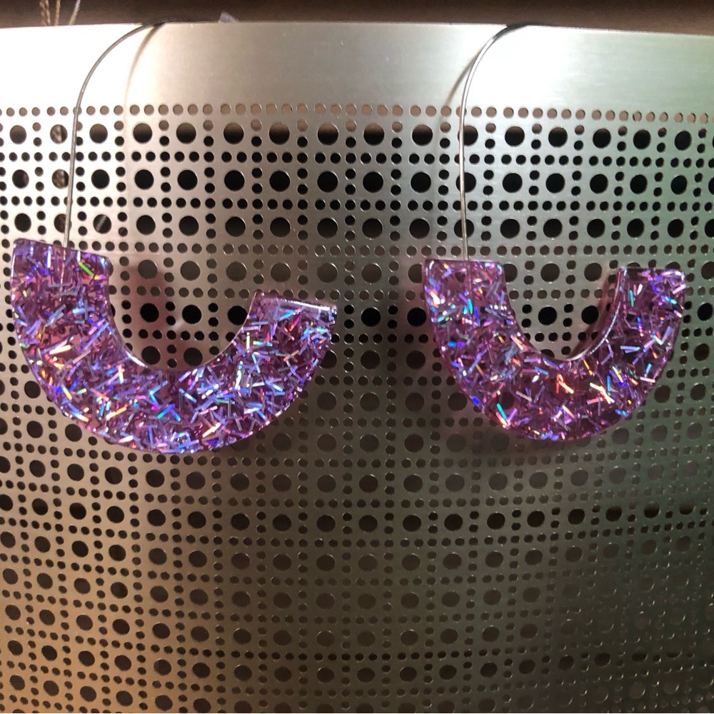 Purple Glitter Hoop Earrings